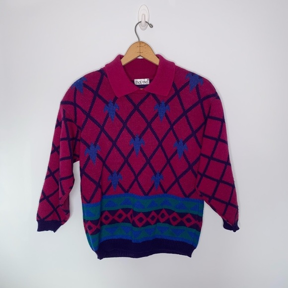 VINTAGE THAT’S ME! PULLOVER COLLARED SWEATER & SKIRT COORDINATED  STRETCHY SET - Picture 2 of 8